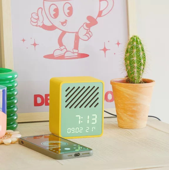 RISE PLAY - SPEAKER + ALARM CLOCK - YELLOW