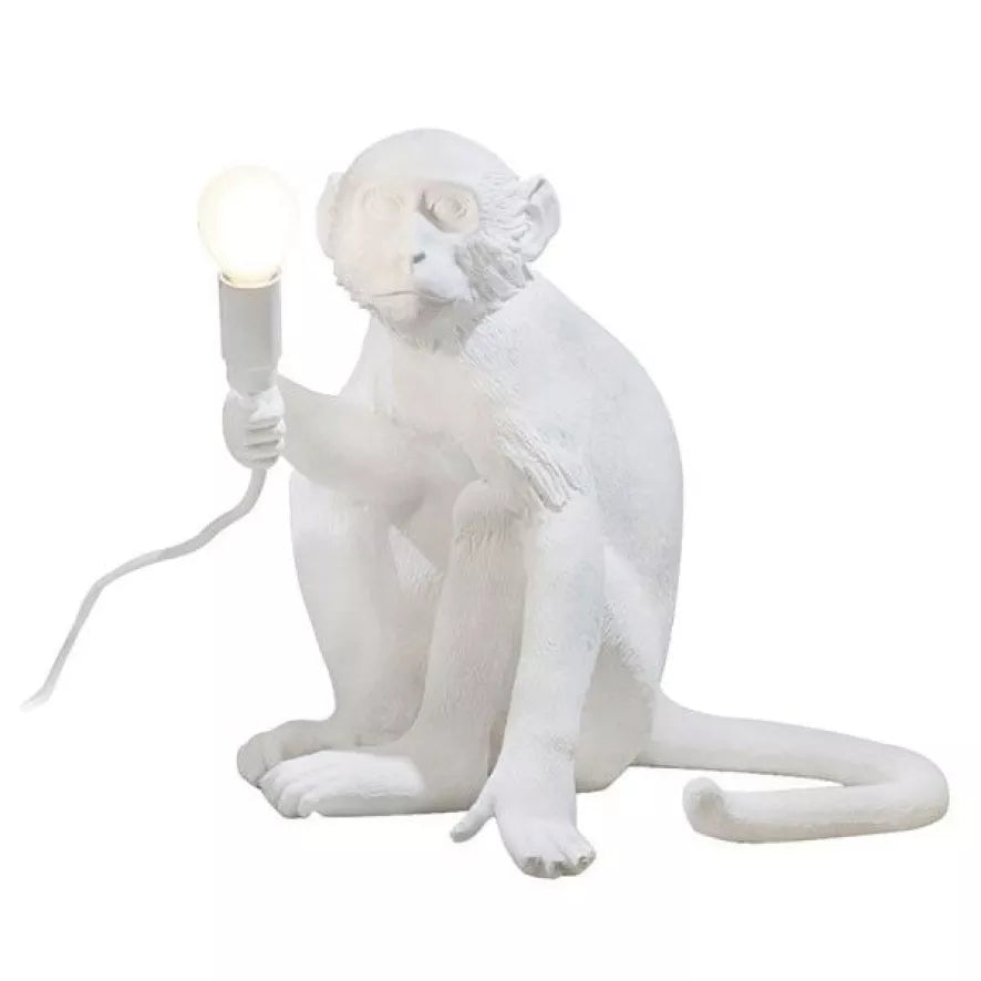 SITTING MONKEY LAMP - WIT